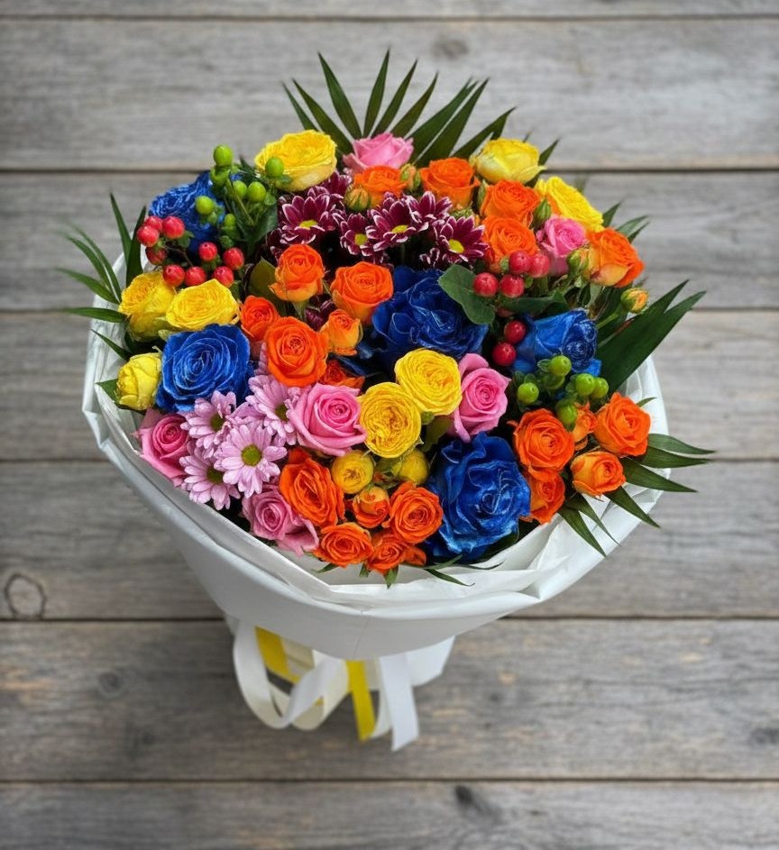 Букет цветов из: Розы и Хризантемы в Яковлевка Приморского края