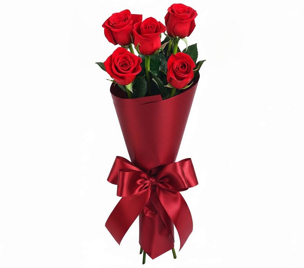 Букет 5 Красных роз Эдлесс Лав в Яковлевка Приморского края