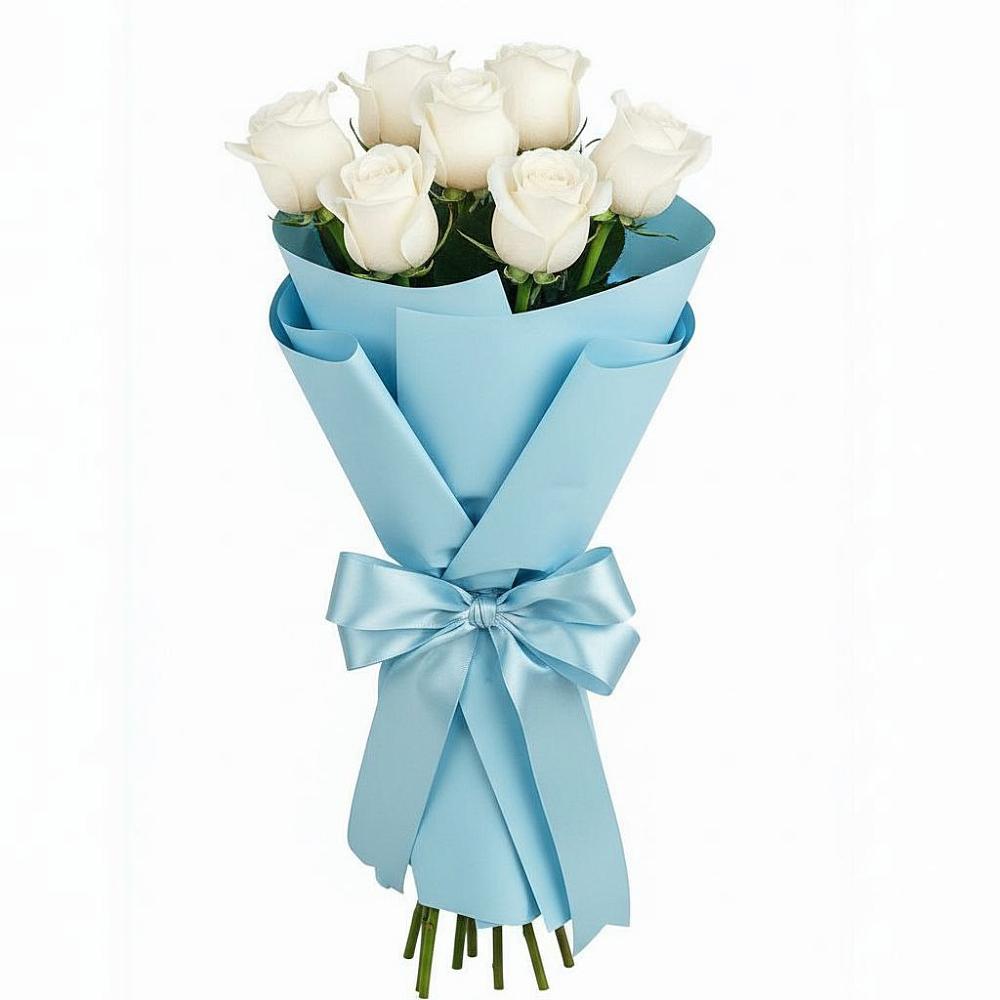 Букет 7 белых роз Проуд в Яковлевка Приморского края