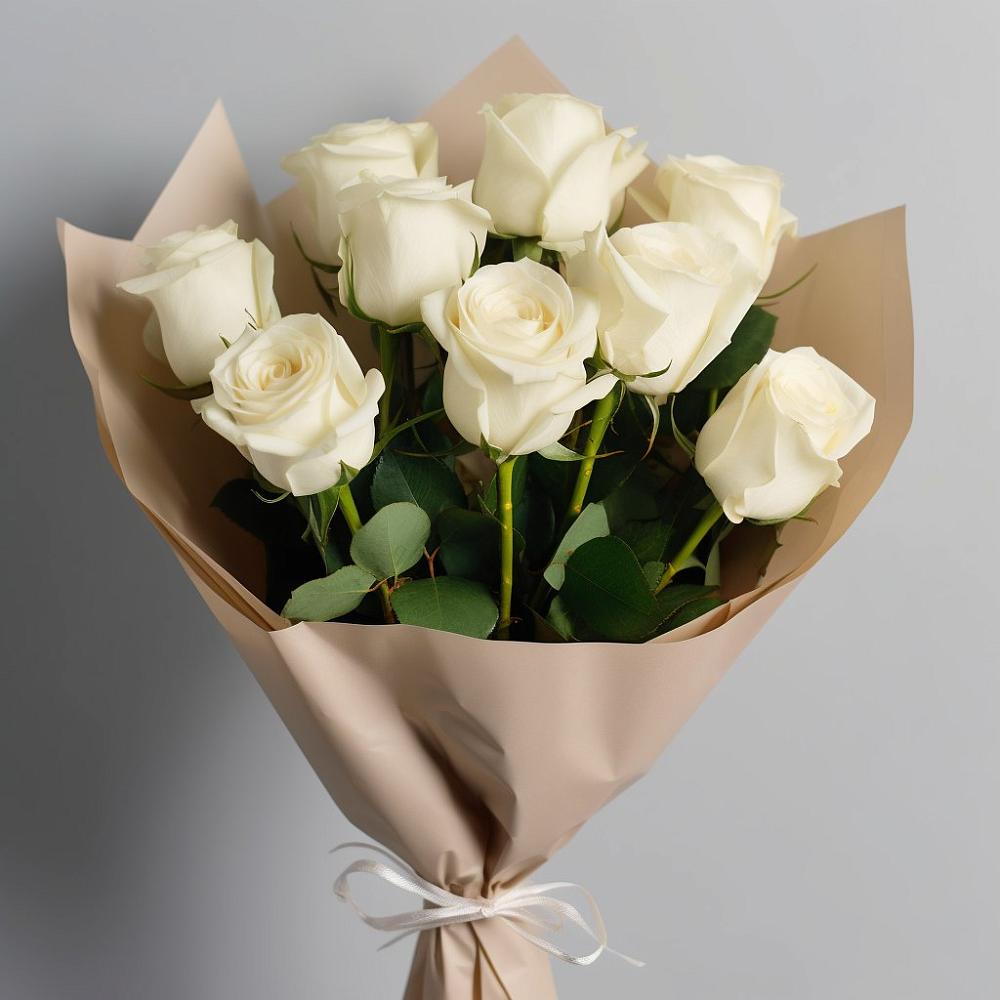 Букет 9 Белых роз Эдлесс Лав в Яковлевка Приморского края