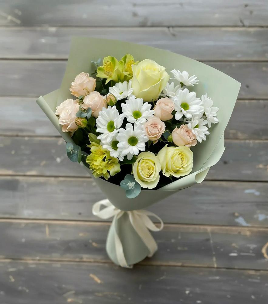 Букет цветов из: Альстромерии, Розы и Хризантемы в Яковлевка Приморского края