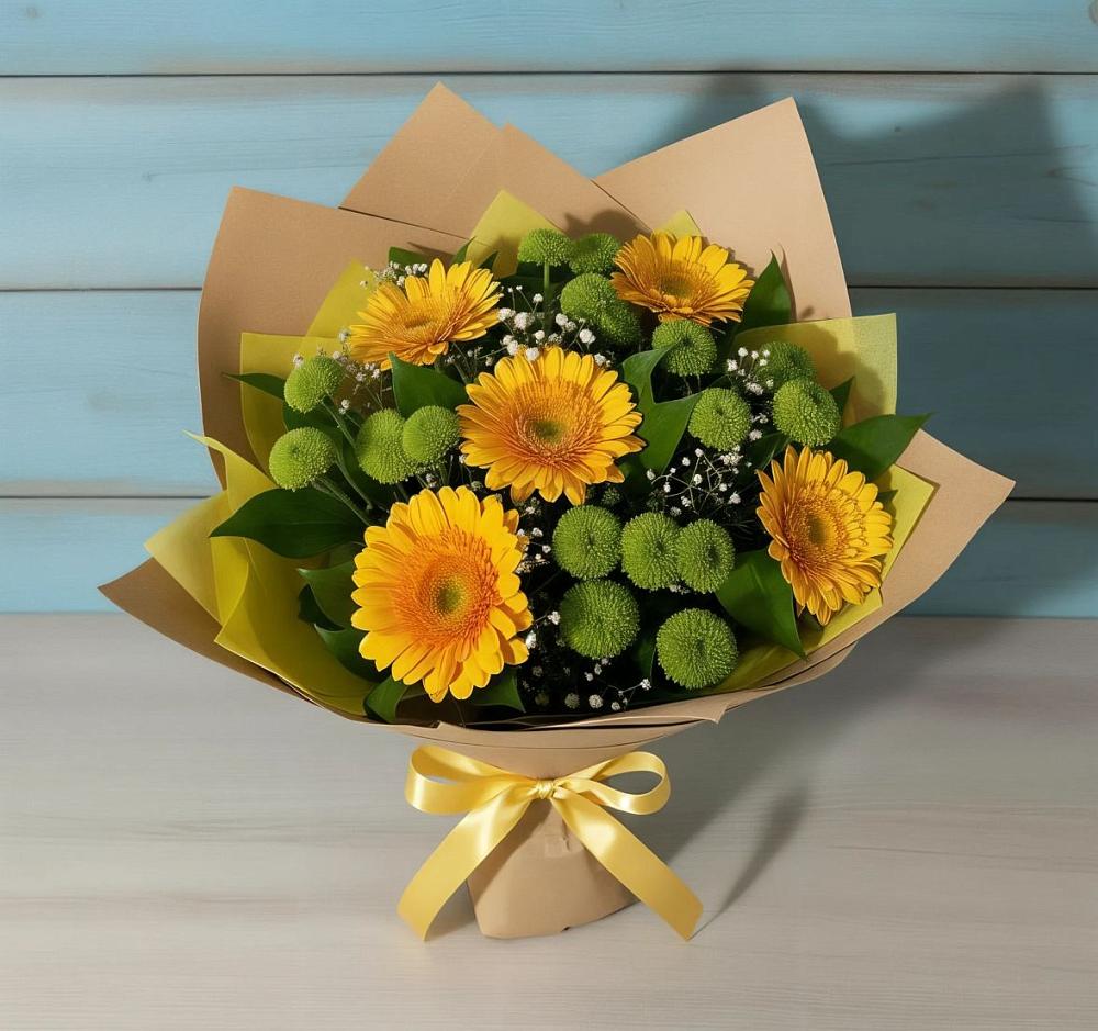 Букет цветов из: Герберы и Хризантемы в Яковлевка Приморского края