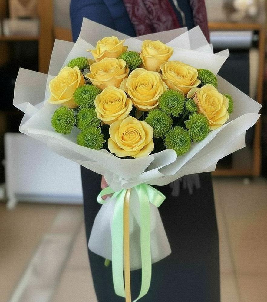 Букет цветов из: Хризантемы и Розы в Яковлевка Приморского края