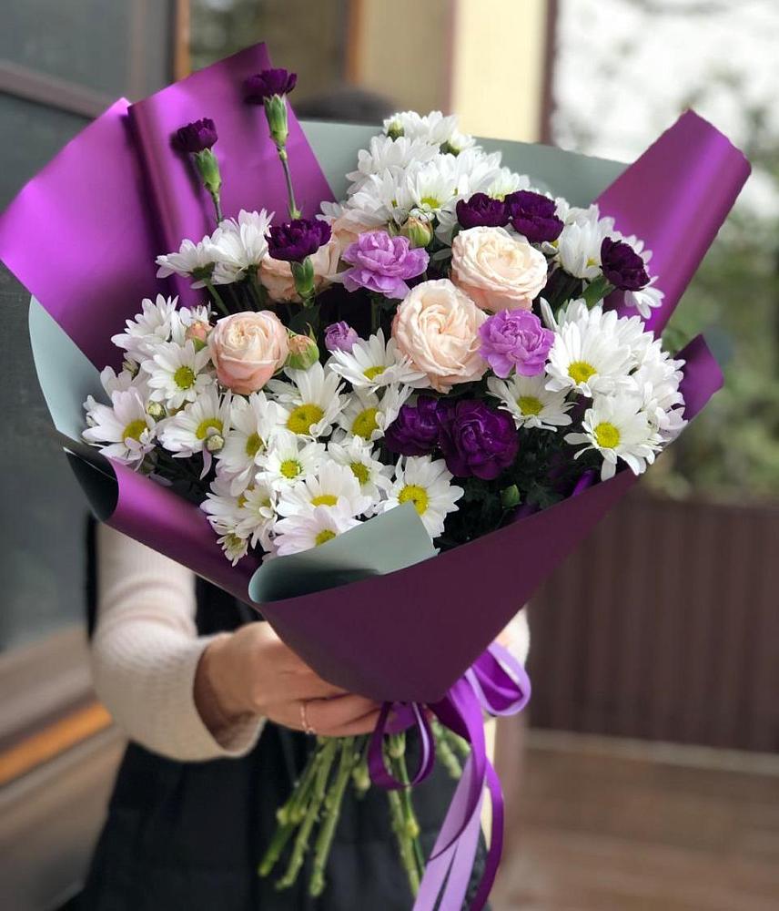 Букет цветов из: Хризантемы, Гвоздики и Розы в Яковлевка Приморского края