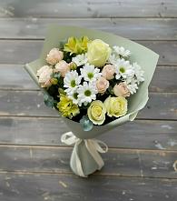 Букет цветов из:  Альстромерии, Розы и Хризантемы в Яковлевка Приморского края