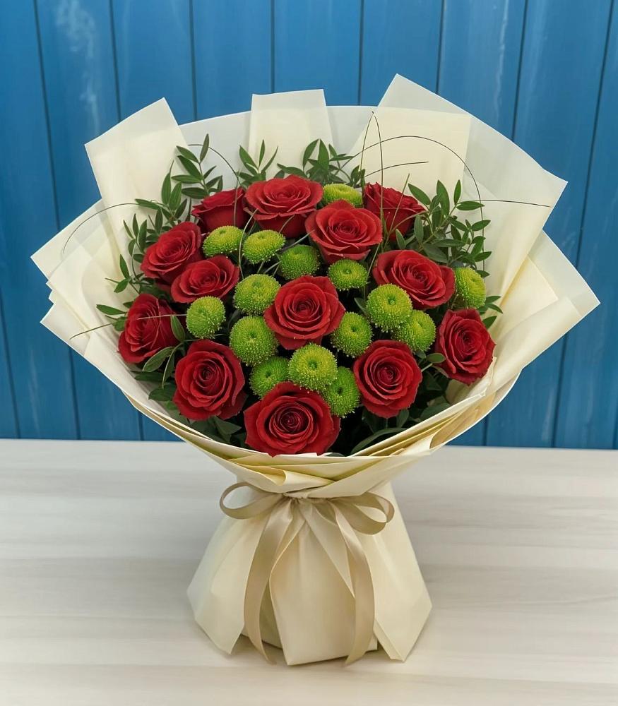 Букет цветов из: Розы и Хризантемы в Яковлевка Приморского края